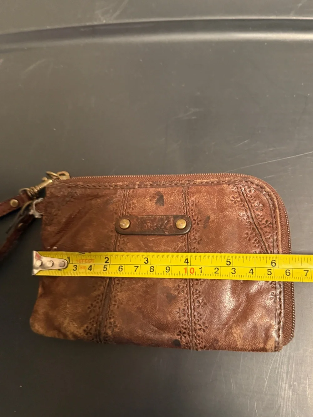 Vintage Fossil Brown Leather Wristlet Wallet - Unbranded
